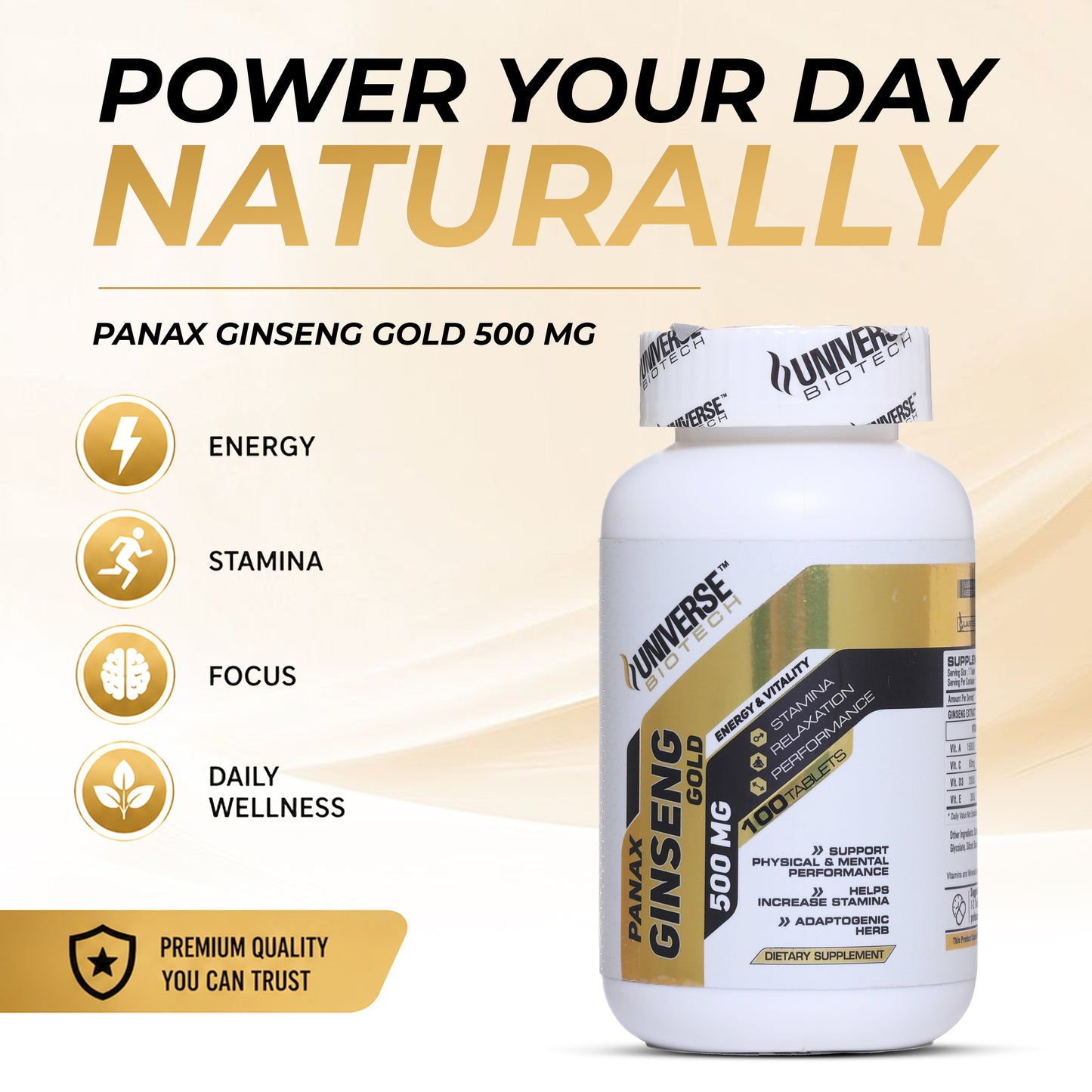 Universe Biotech Panax Ginseng Gold 500mg 100 Tablets