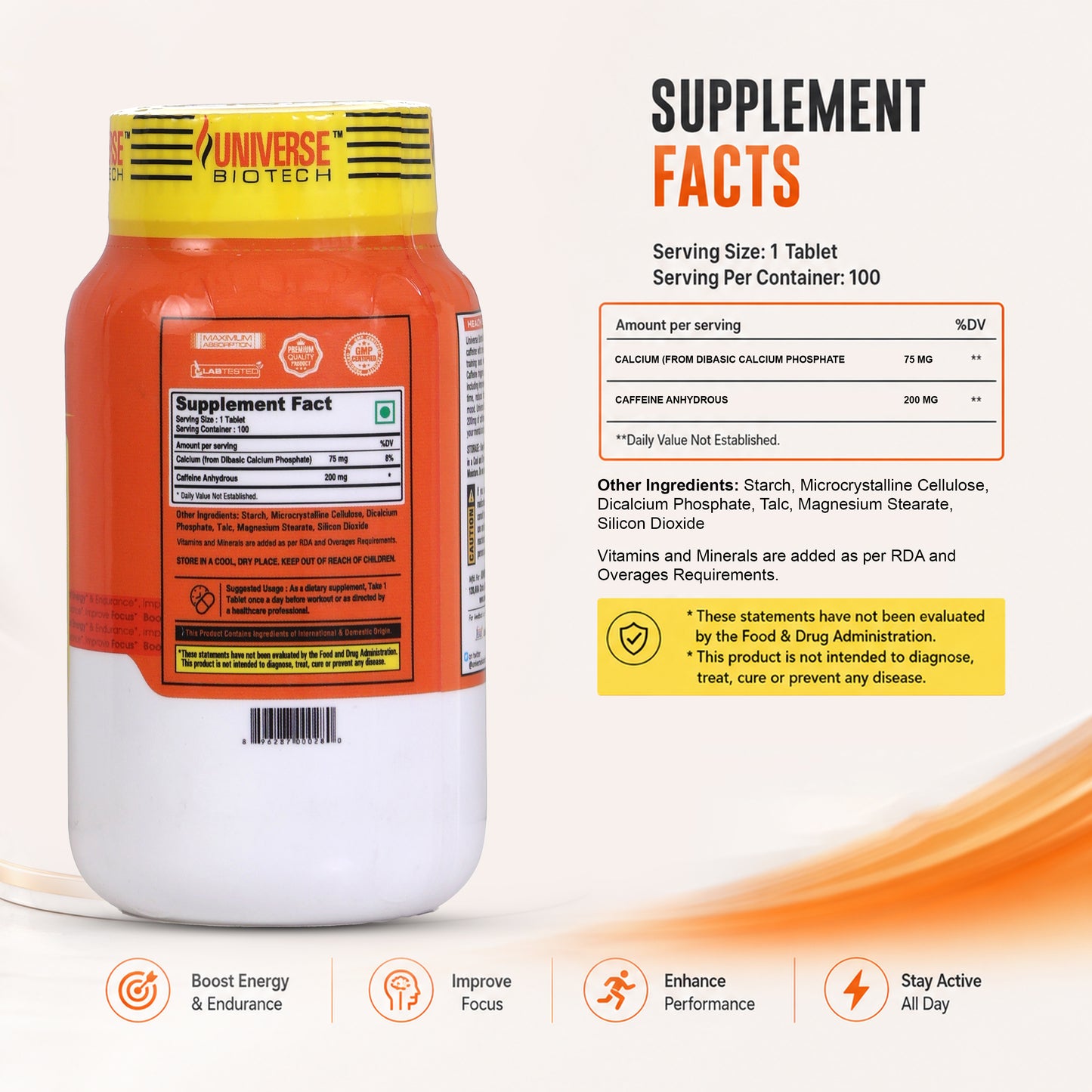 Universe Biotech Caffeine 100 Tablets