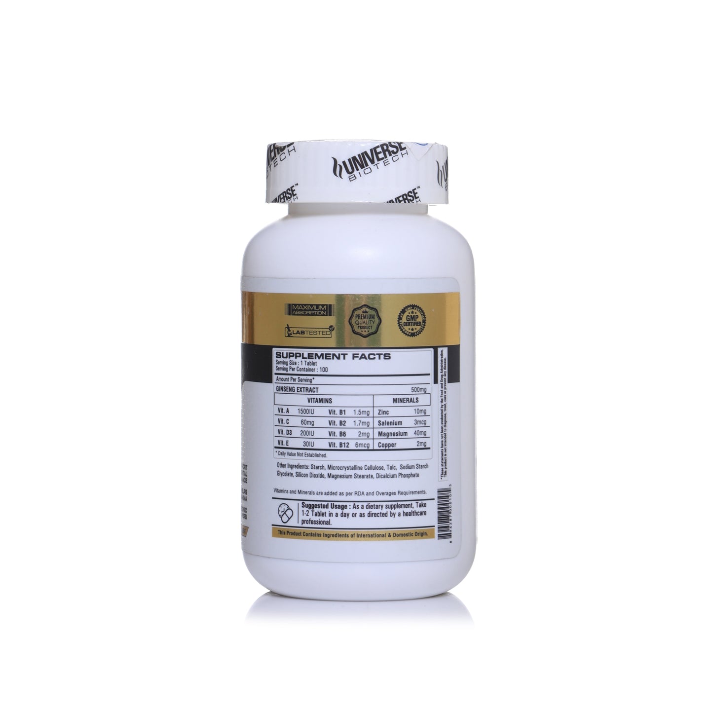 Universe Biotech Panax Ginseng Gold 500mg 100 Tablets