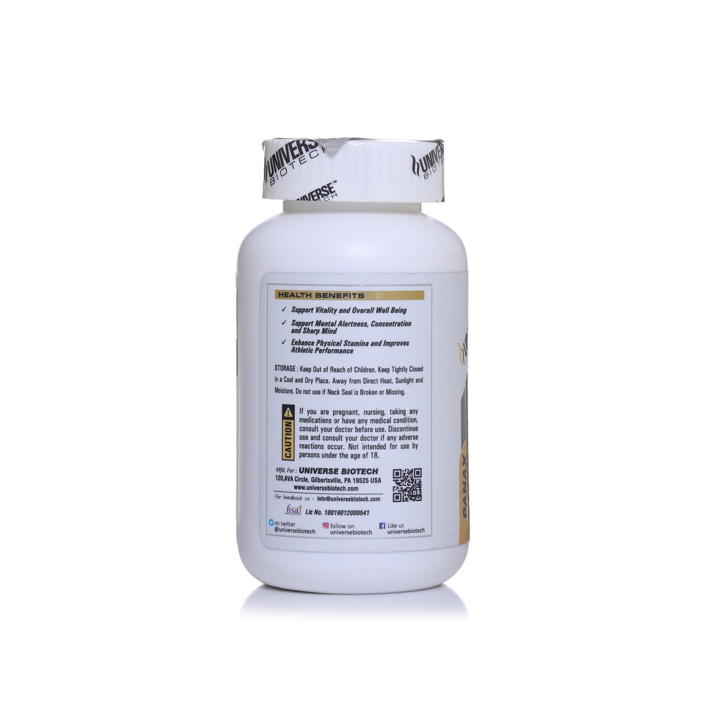 Universe Biotech Panax Ginseng Gold 500mg 100 Tablets